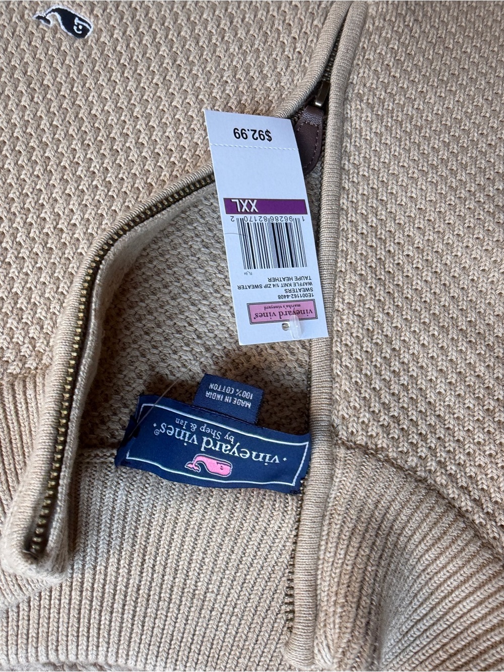 Vineyard Vines Cream Textured Knit mock neck Sweater - Picture 2 of 2